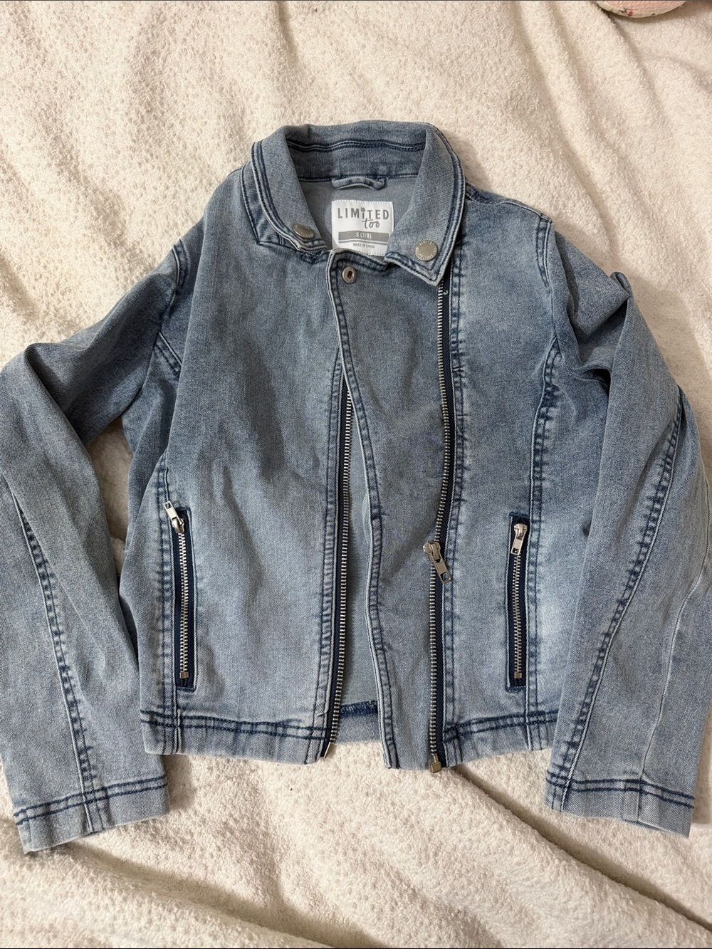 Kids Limited Too Stretchy Denim Jacket Zip up Small 7/8